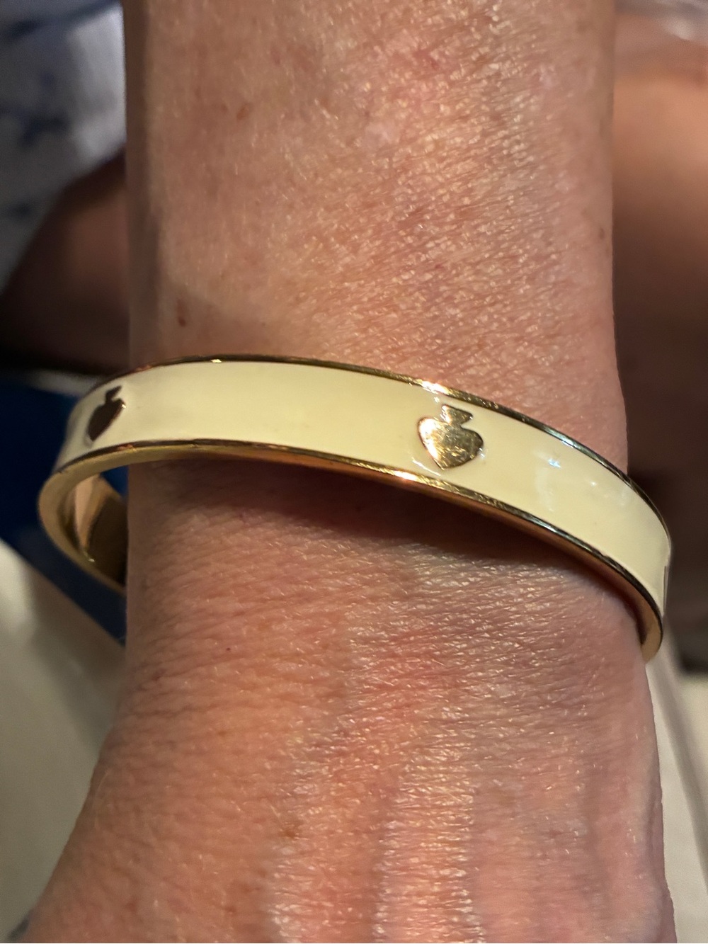 Kate Spade Gold-Tone Cream Enamel Heart Bangle Bracelet